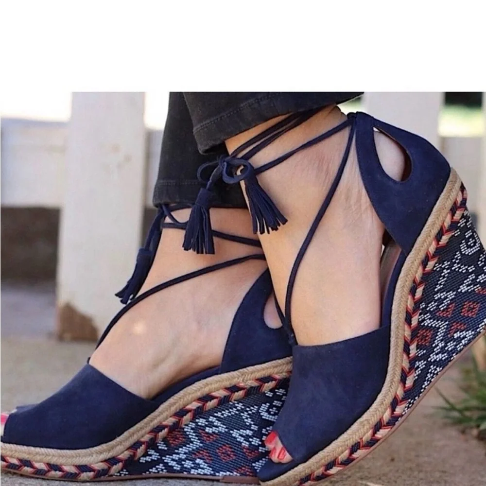 Cabi isla blue wedge sandal - Picture 1 of 6